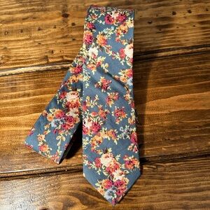 BARRY BEAUX MEN'S TIE AQUA/FLORAL PATTERN W: 3" L: 60"
